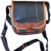 Small Rubber Crossbody Bag w/ Leather Accents