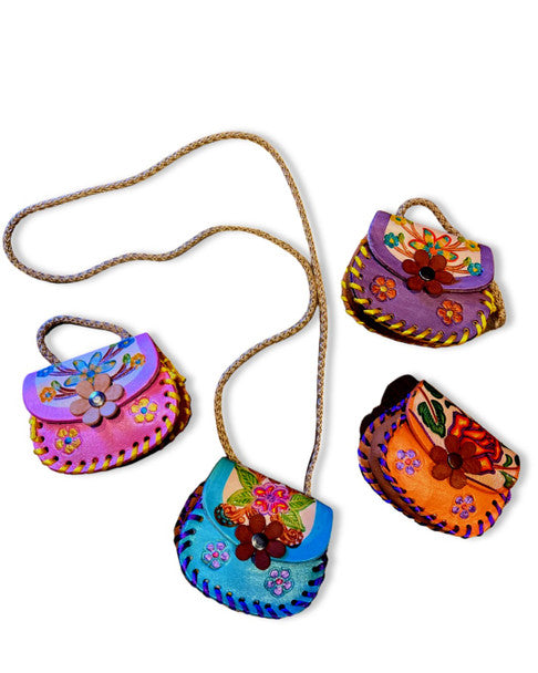 Mini Floral Tooled Leather Purse Tooled Handmade 4