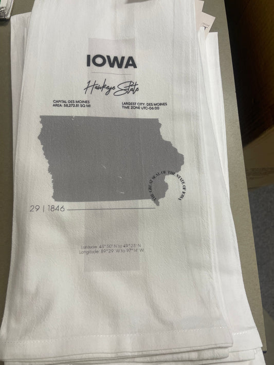 Iowa State Facts Tea Towel: White • 100% Cotton