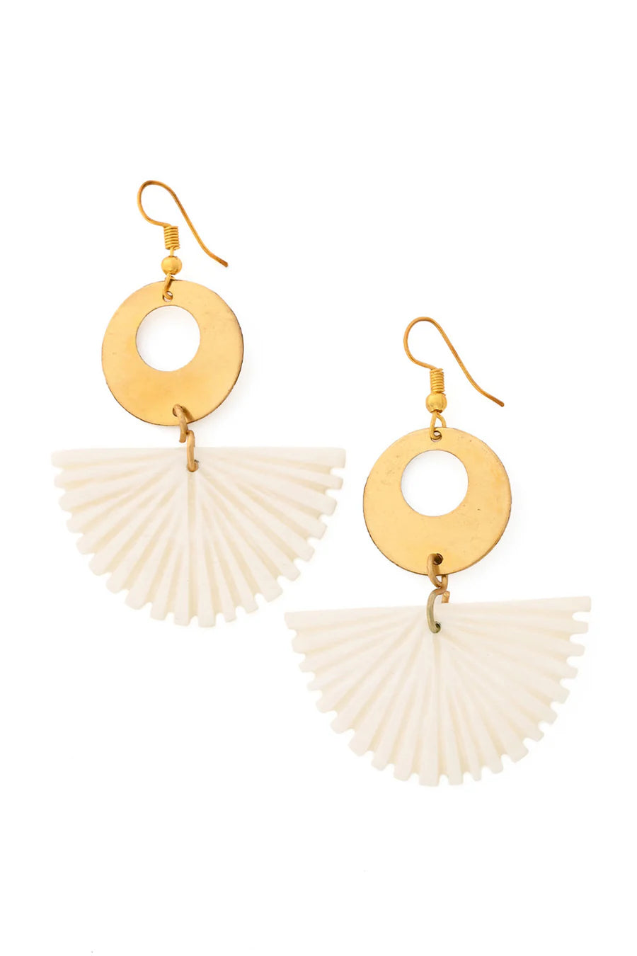 Kenyan Cow Bone Deco Fan Earrings