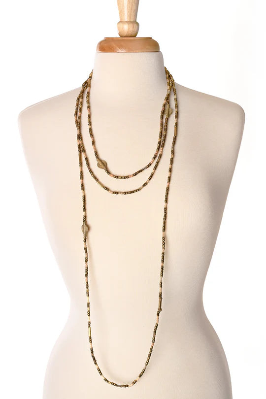 Extra Long Beaded Wrap Necklace - Neutral