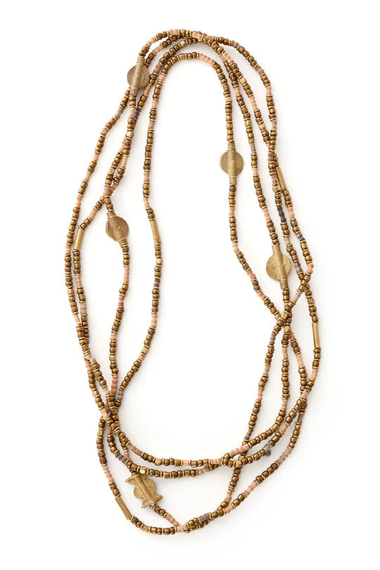 Extra Long Beaded Wrap Necklace - Neutral