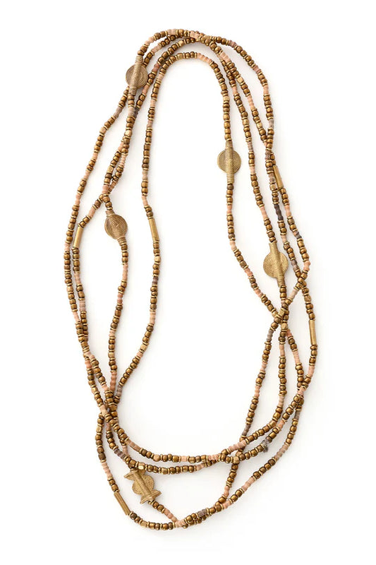 Extra Long Beaded Wrap Necklace - Neutral