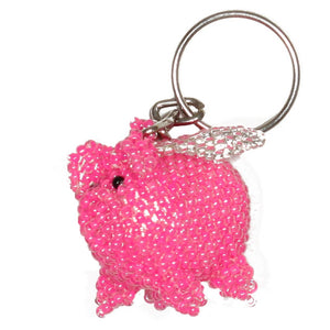 Flying Pig Beaded Hand Made Keychain