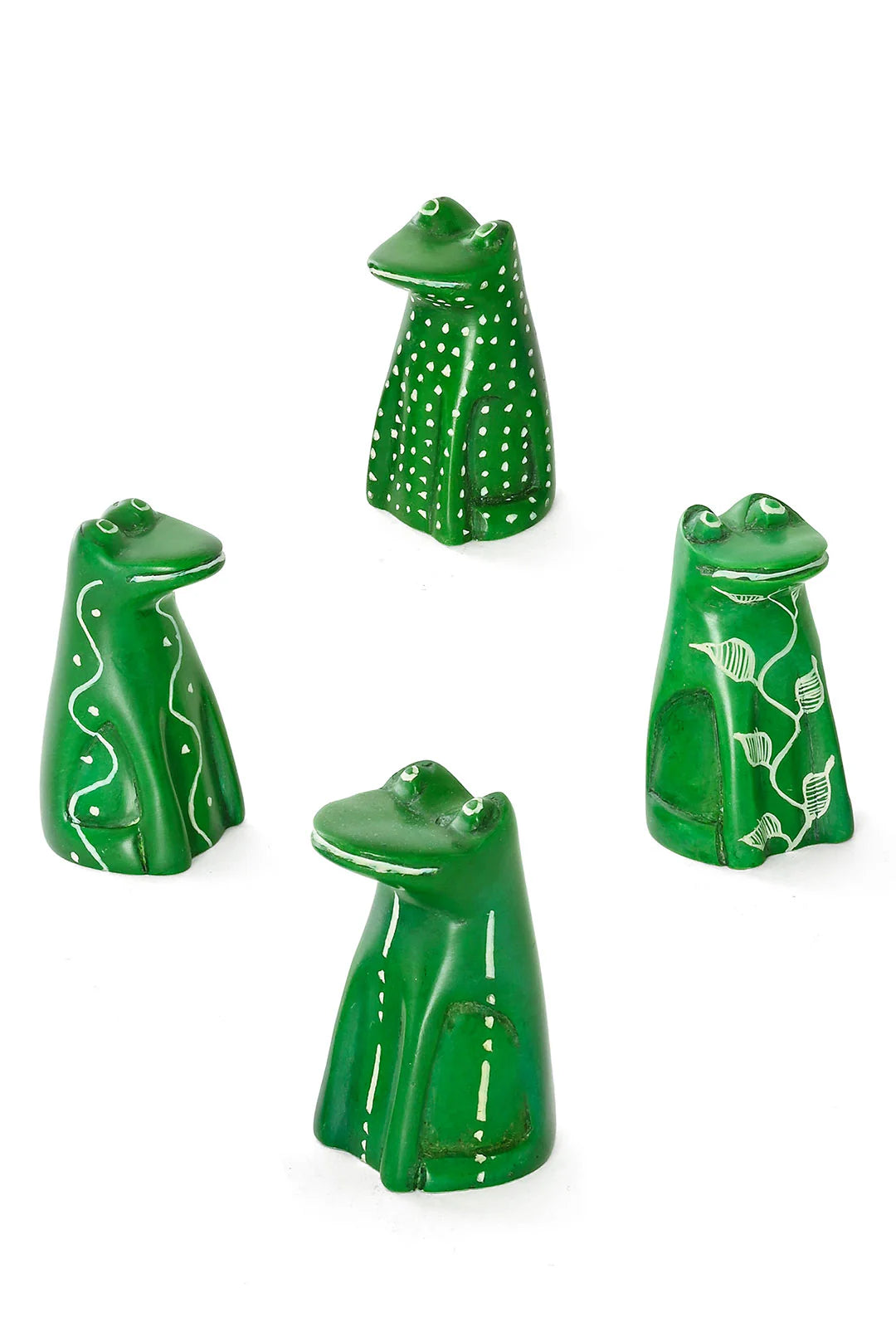 Googley Green Soapstone Frogs