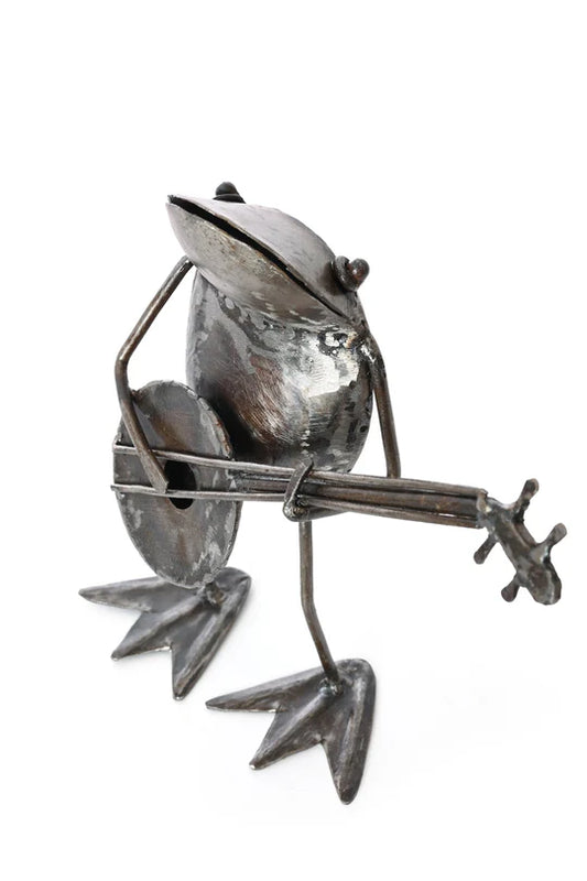 Frog Metal Sculpture Banjo Playing