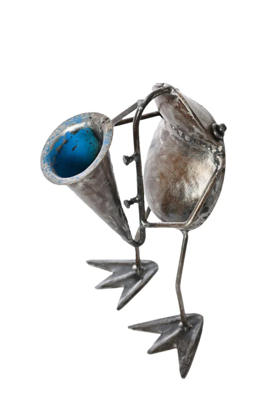 Frog Metal Sculpture Horn Playing