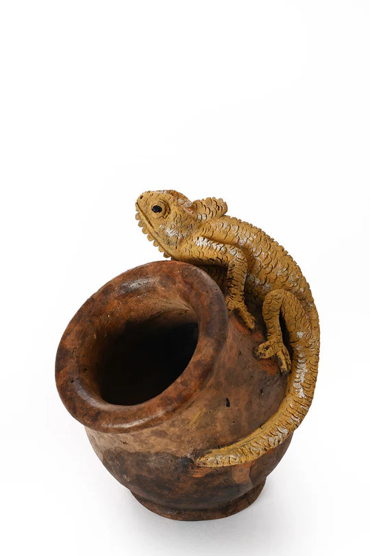 Ceramic Chameleon  Slanted Pot