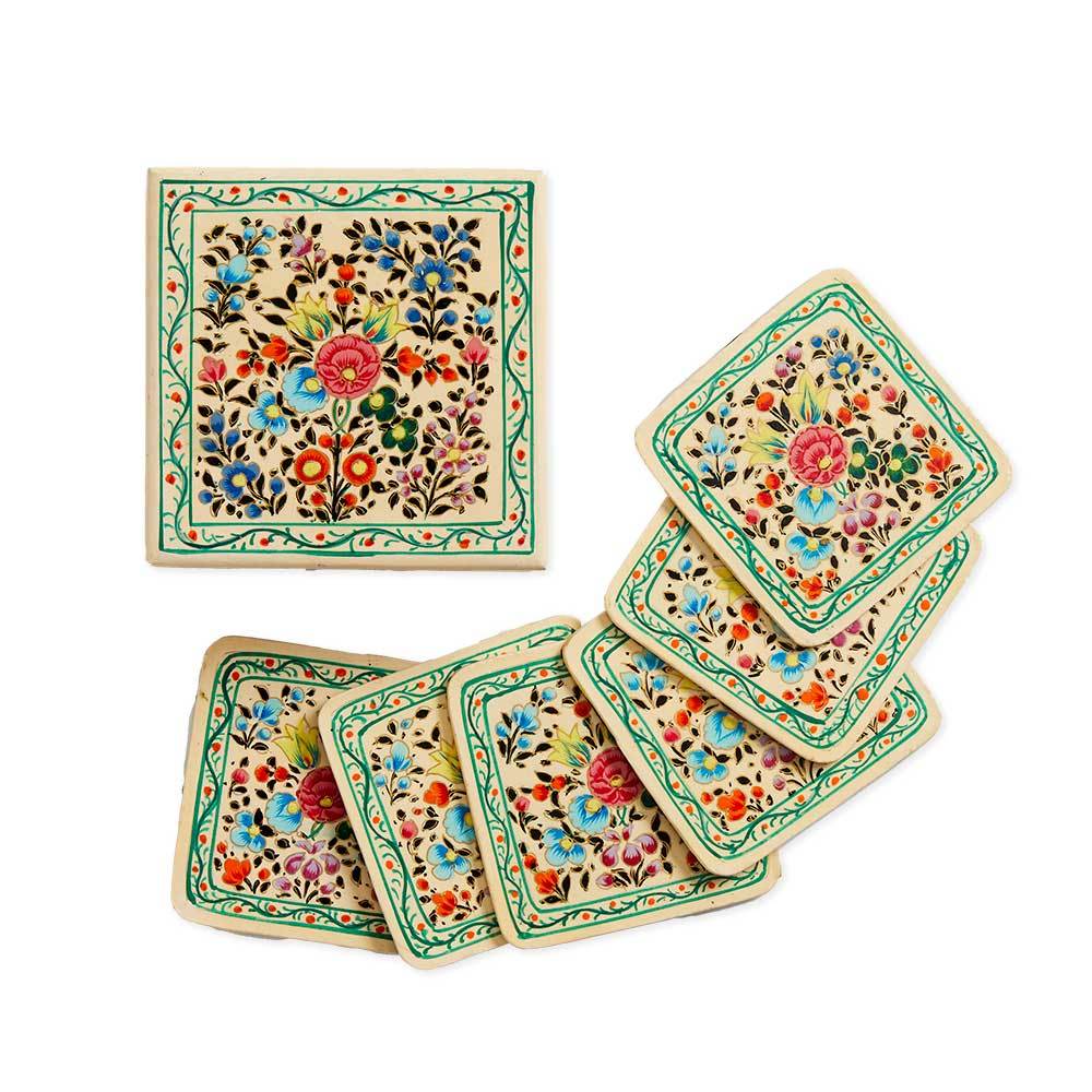 Kashmiri Blossom Coasters - Set of 6