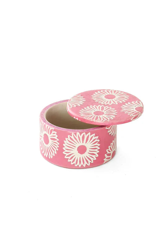 Blossom Round Soapstone Ring Box