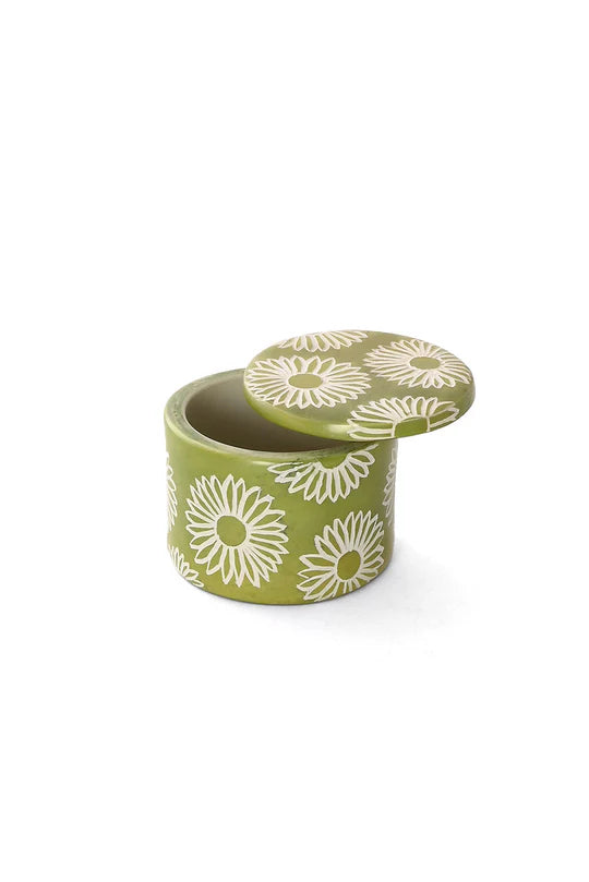 Blossom Round Soapstone Ring Box