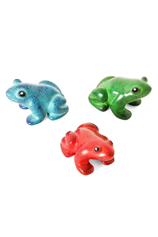Colorful Dappled Soapstone Frogs