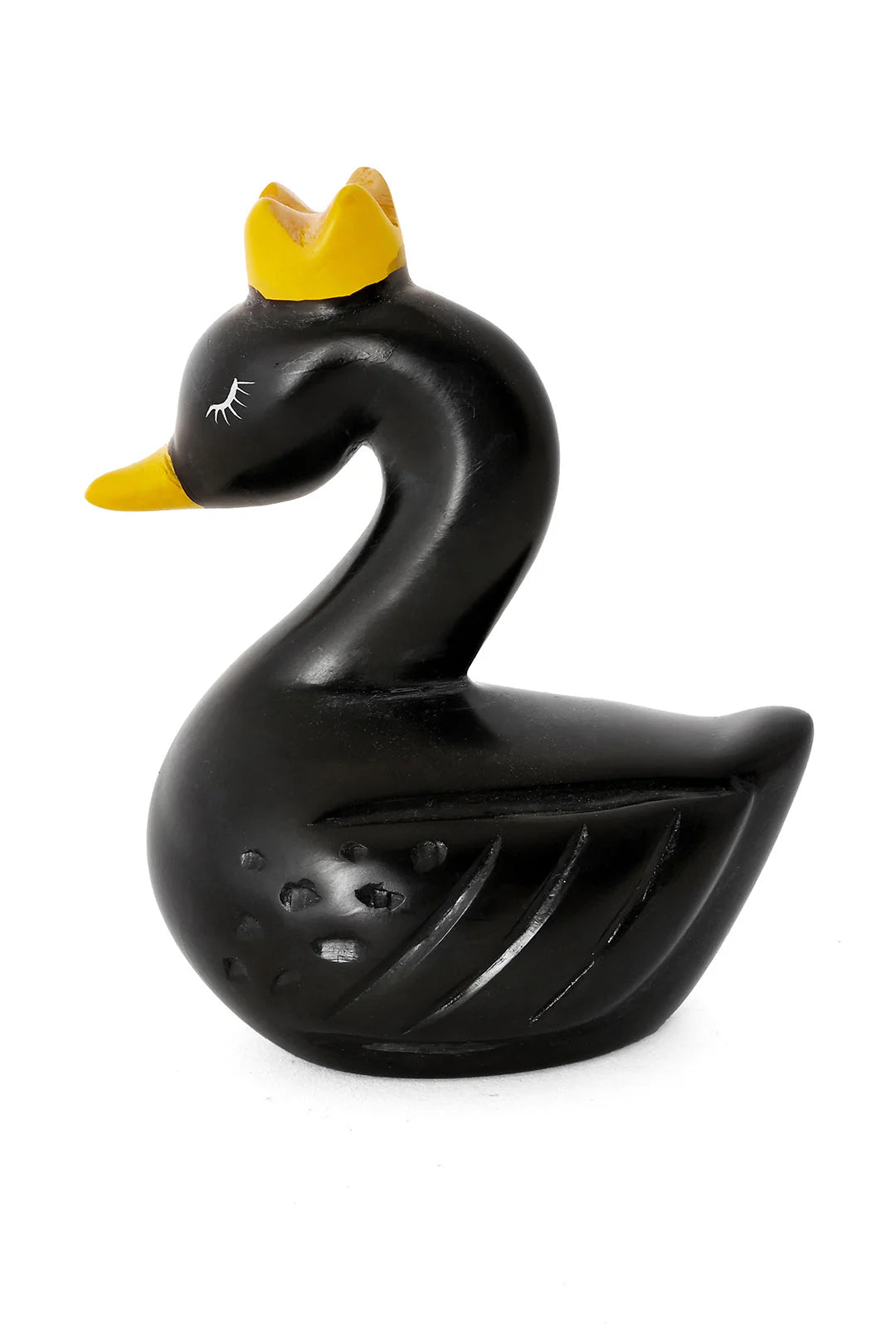 Regal White Kenyan Soapstone Swan Sculpture