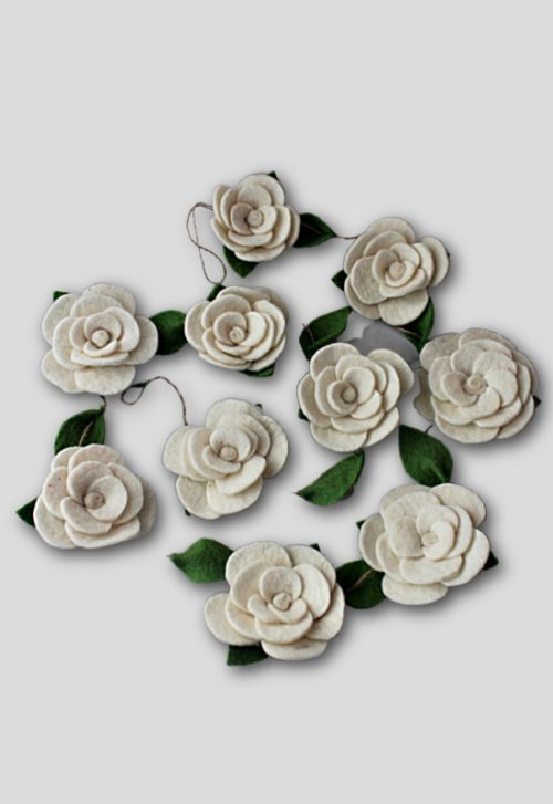Felted Flower and Leaf Garland