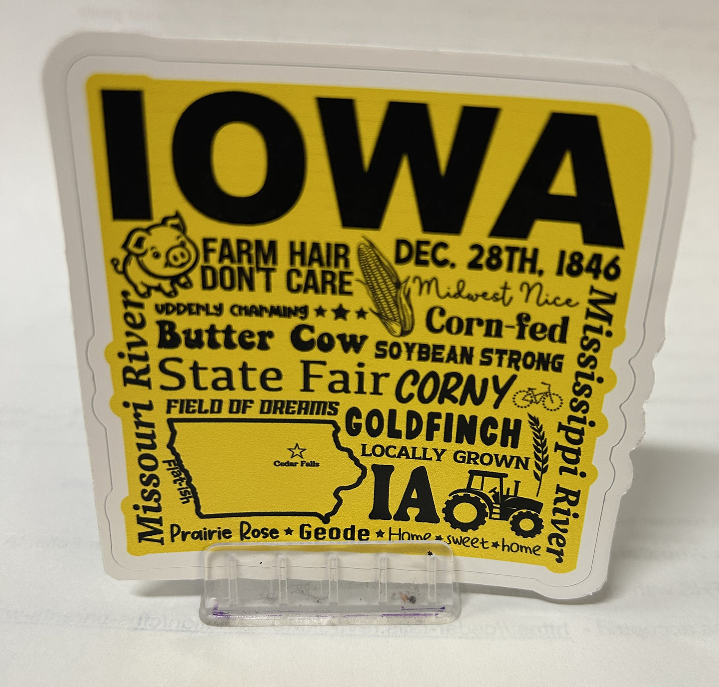 Retro Iowa Sticker Collage Iconic State symbols