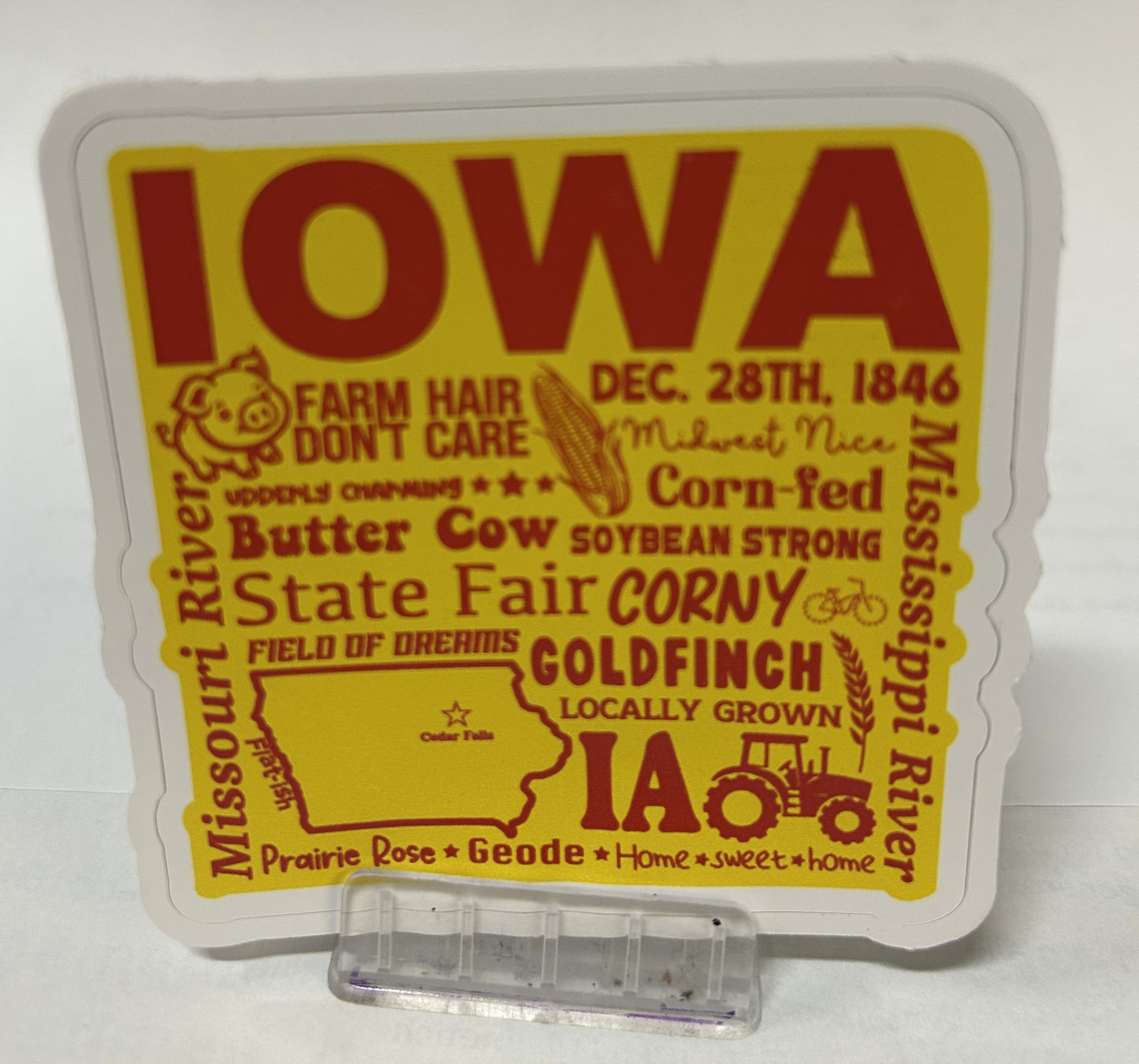 Retro Iowa Sticker Collage Iconic State symbols
