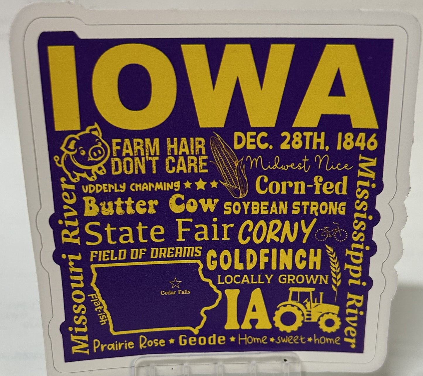 Retro Iowa Sticker Collage Iconic State symbols