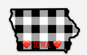 Iowa Buffalo Plaid Heart Sticker