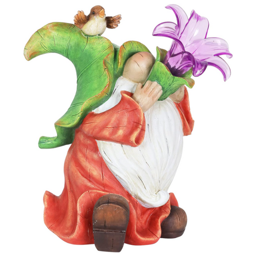 Statue, Gnome with Lily Solar