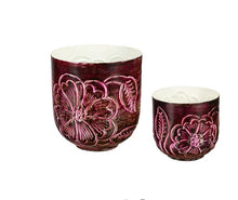 Load image into Gallery viewer, Flower Pot, Cranberry Finish Metal Large

