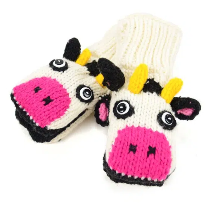 Kids Cow Mittens & Gloves