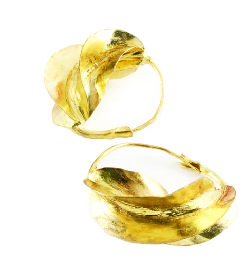 Fulani Hammered Brass Earrings - Medium