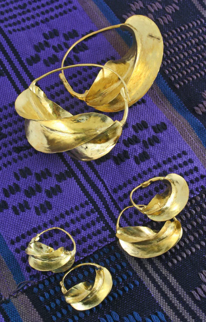 Fulani Hammered Brass Earrings - Large