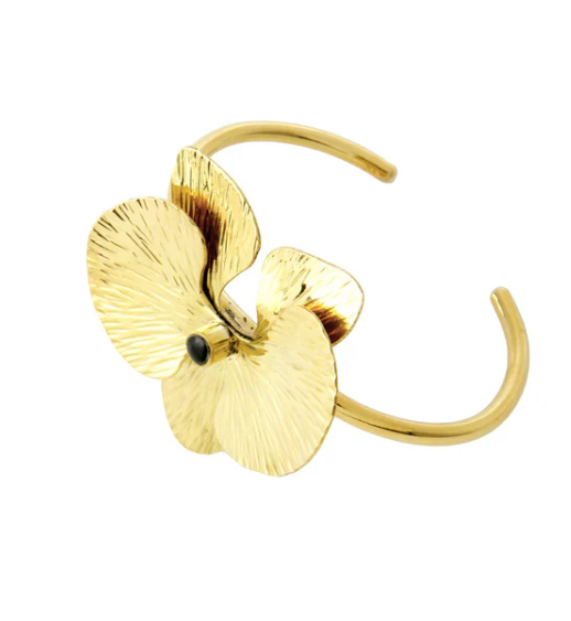 Kenyan Brass & Cow Horn Orchid Bracelet