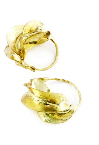 Fulani Hammered Brass Earrings - Small