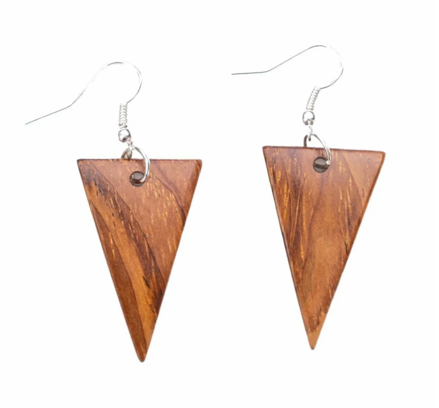 Wood Triangle Earrings