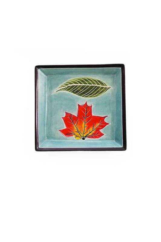Square Aqua Leaves Soapstone Desktop Dish