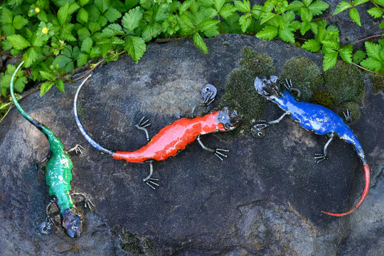 Recycled Metal Salamanders Sculpture