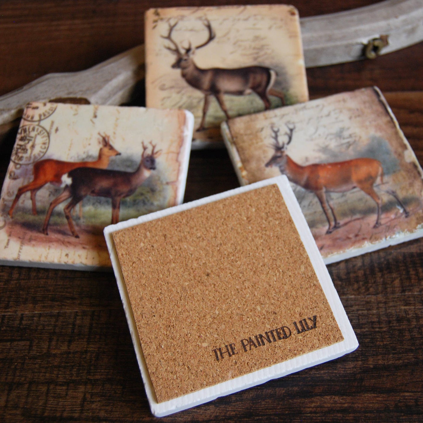 Vintage Deer stone coasters