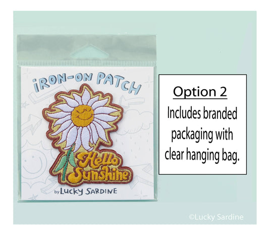 Hello Sunshine Daisy Flower, Retro Embroidered Iron-On Patch