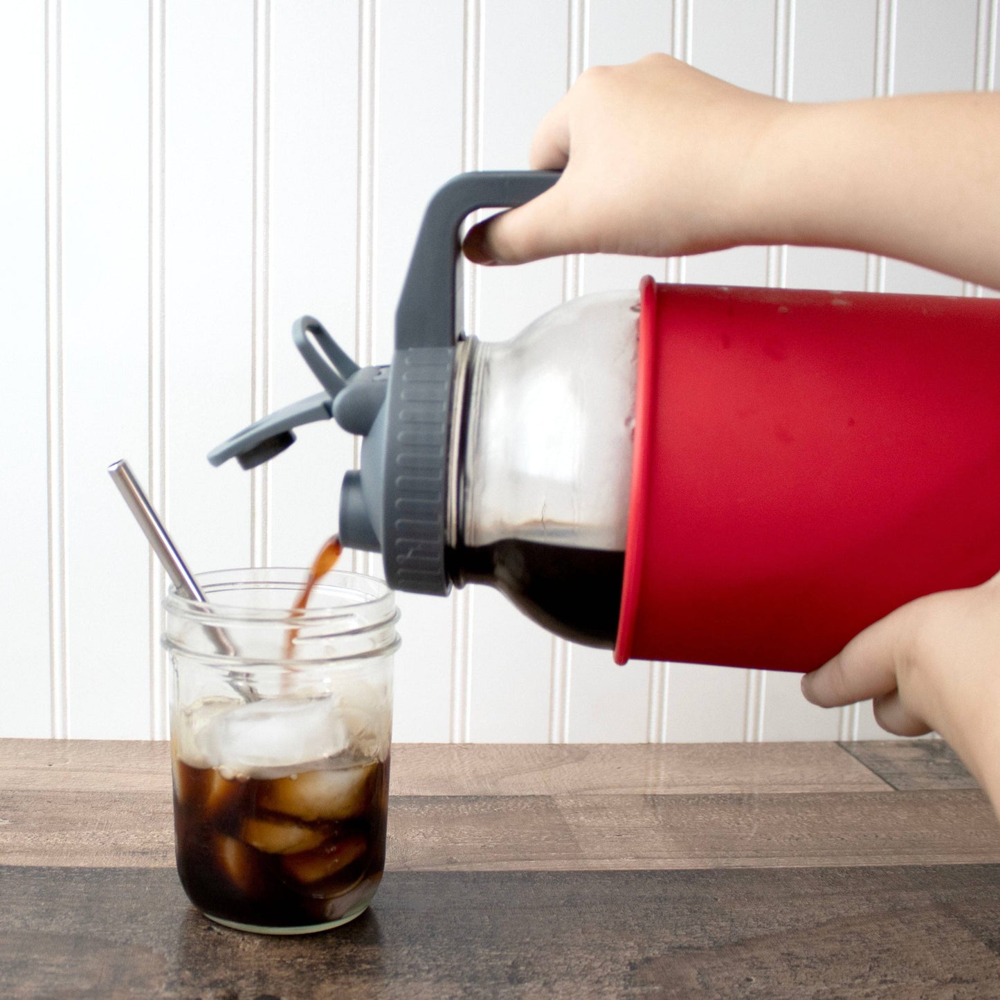 Pour & Store Pitcher Lid w/ Handle for Mason Jars: Deep Blue / Regular mouth