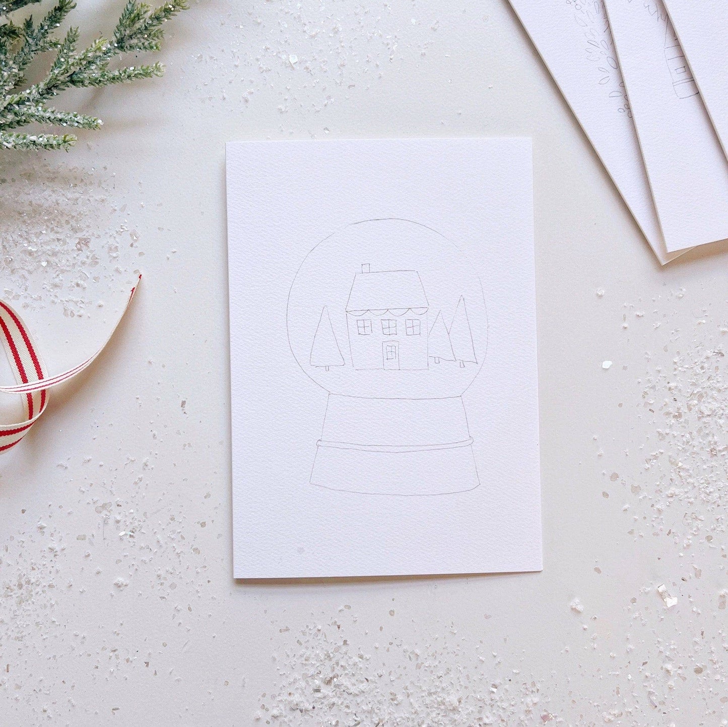 paintable watercolor notecard set Christmas cheer