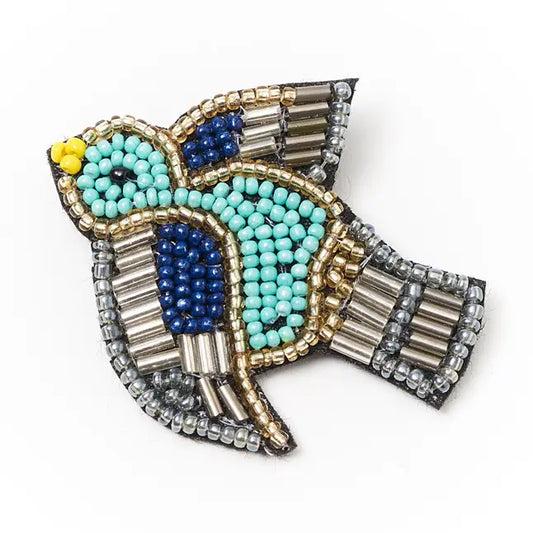 Beaded Bird Brooch Pin
