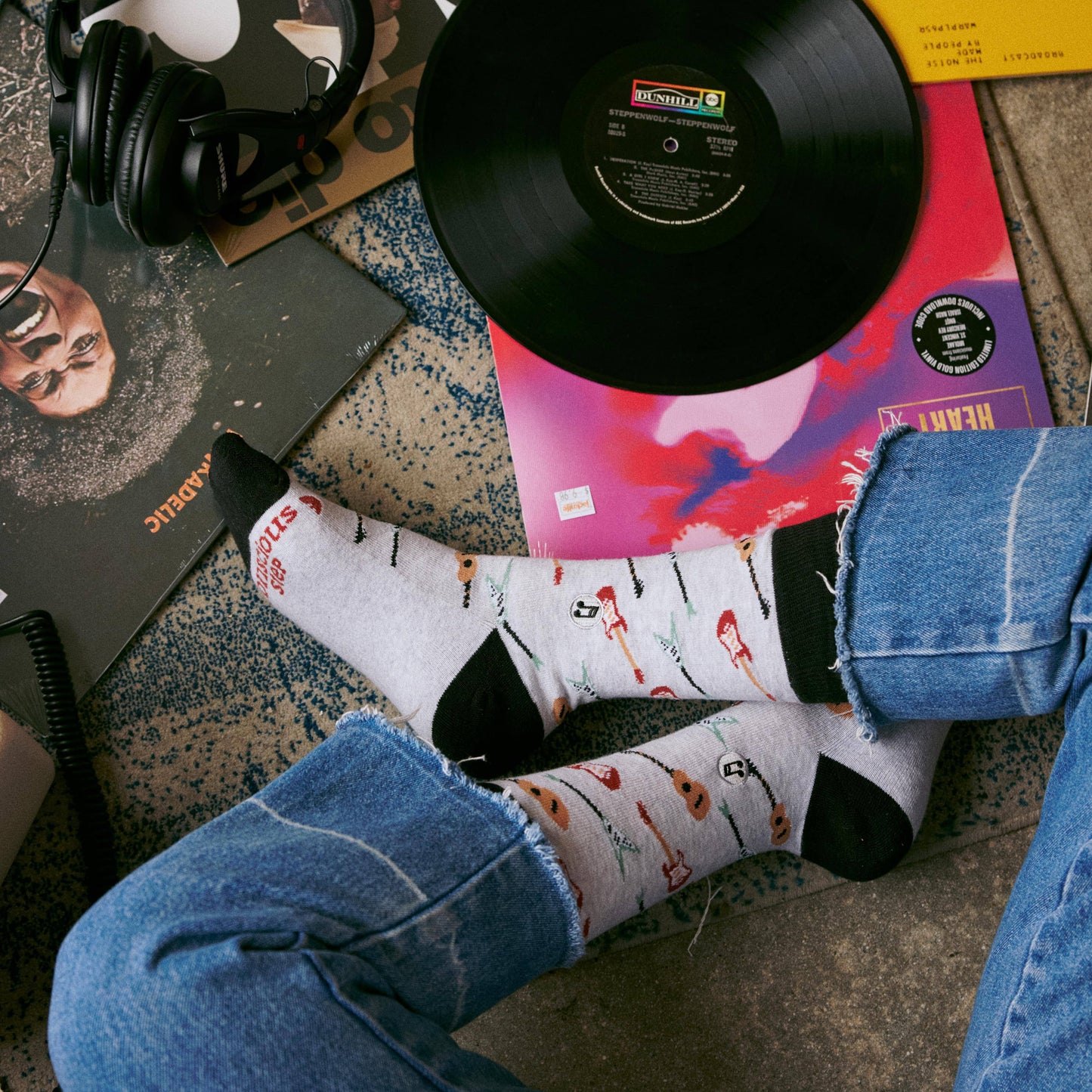 Socks that Support Music (Gray Guitars): Small