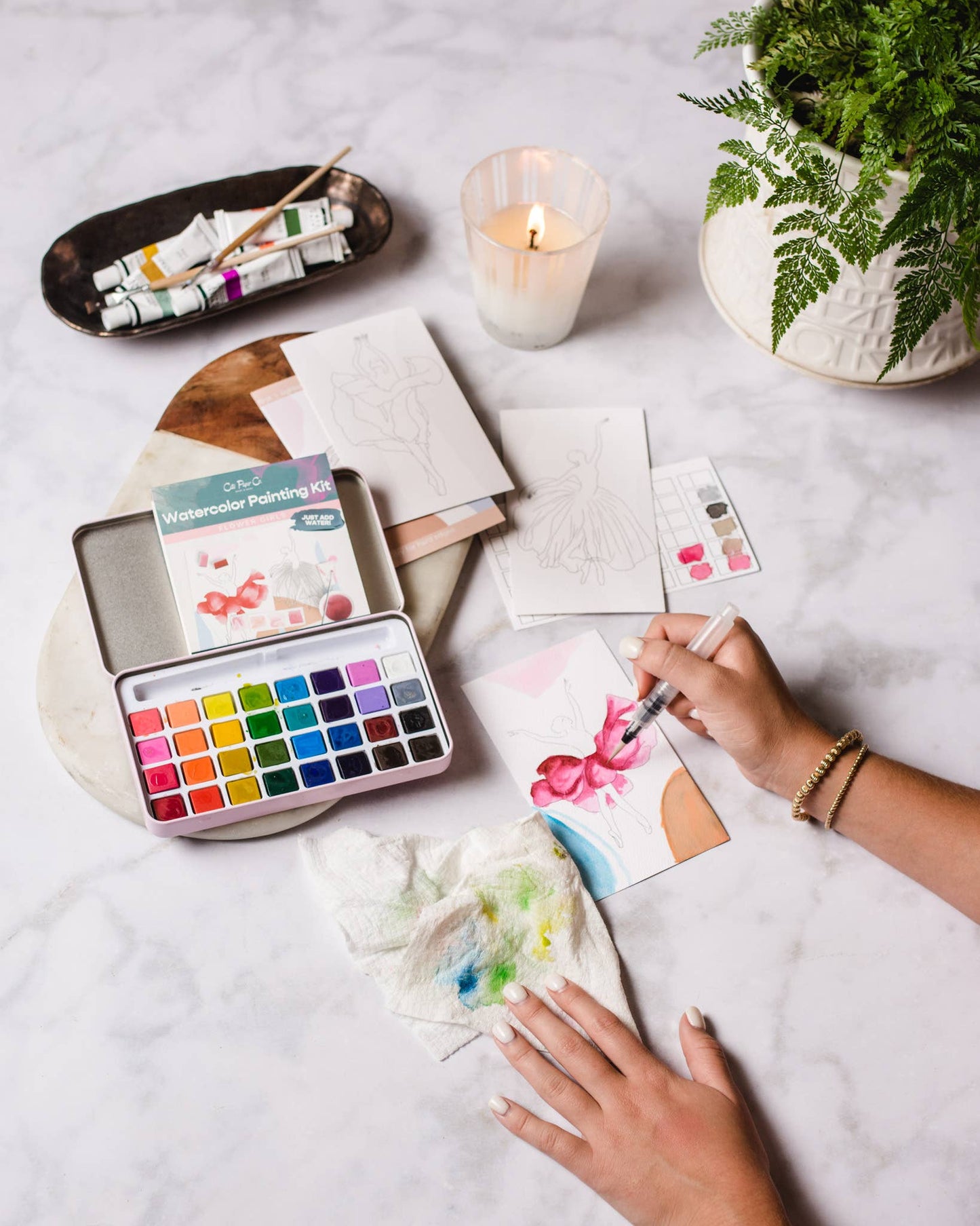 watercolor painting kit Zinnia Garden