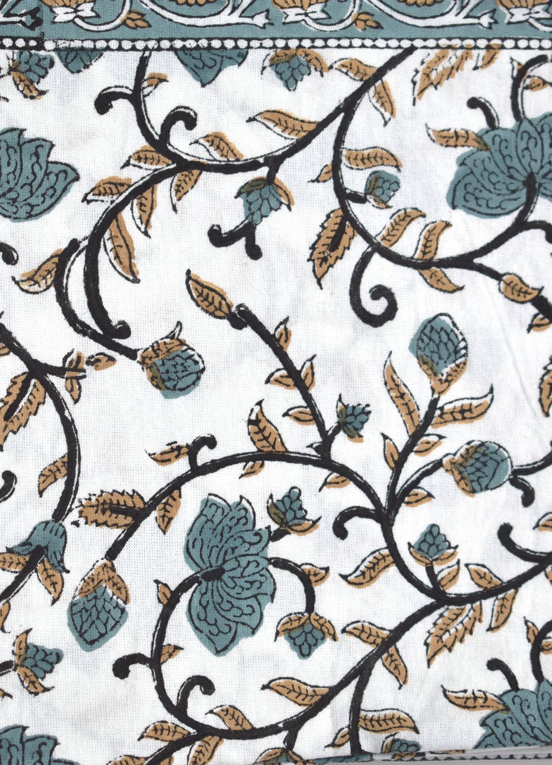 Silver Floral Block Print Napkins - Set of 4