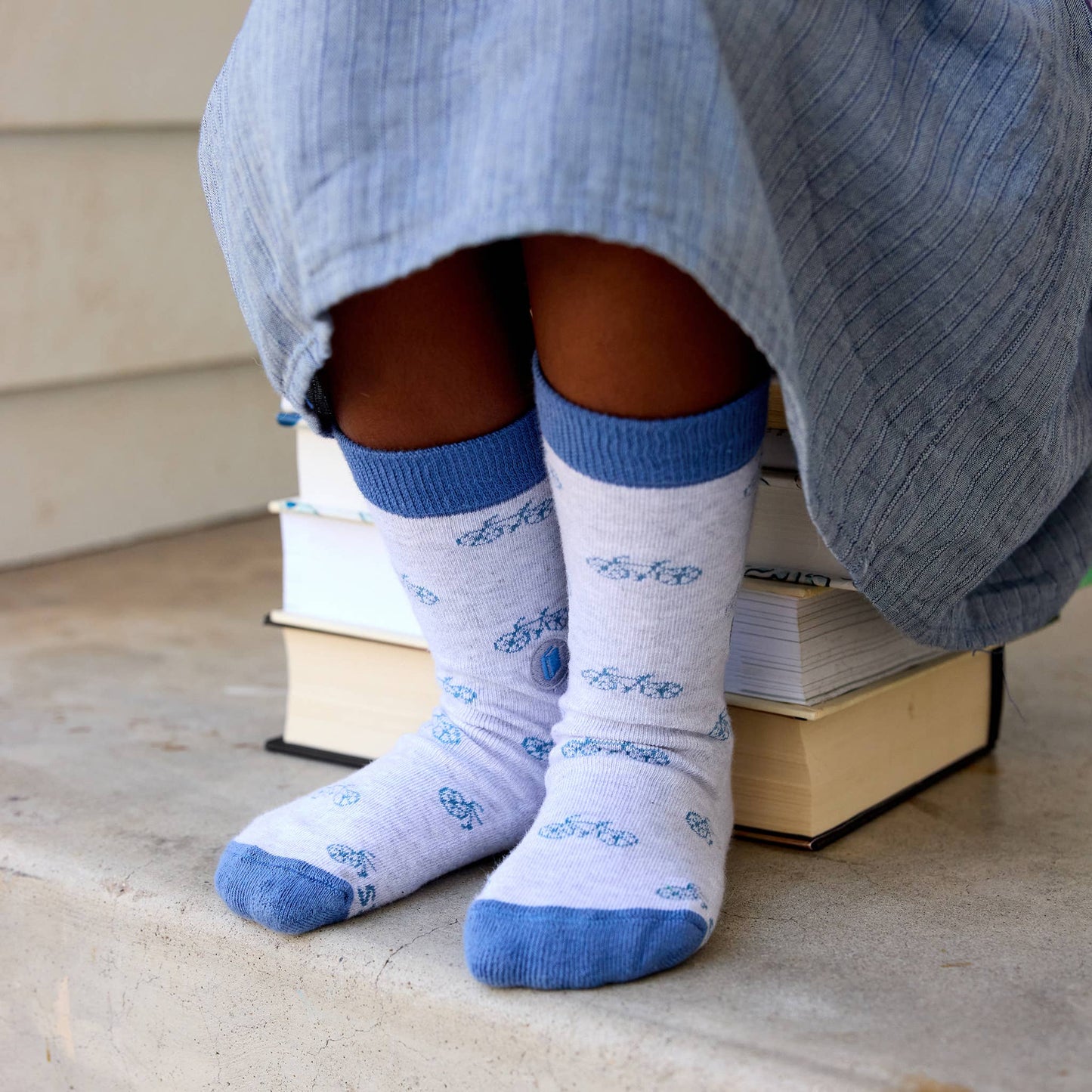 Kids Socks that Give Books (Gray Bicycles): Youth