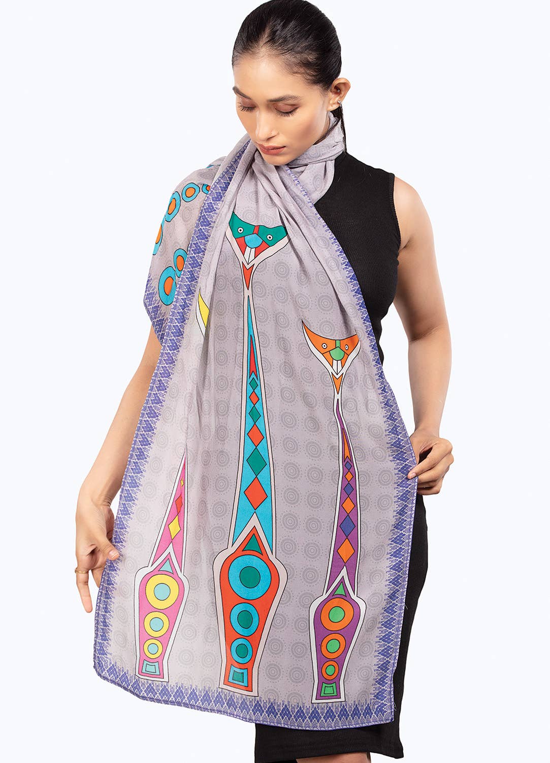 Folk Art Cat Scarf