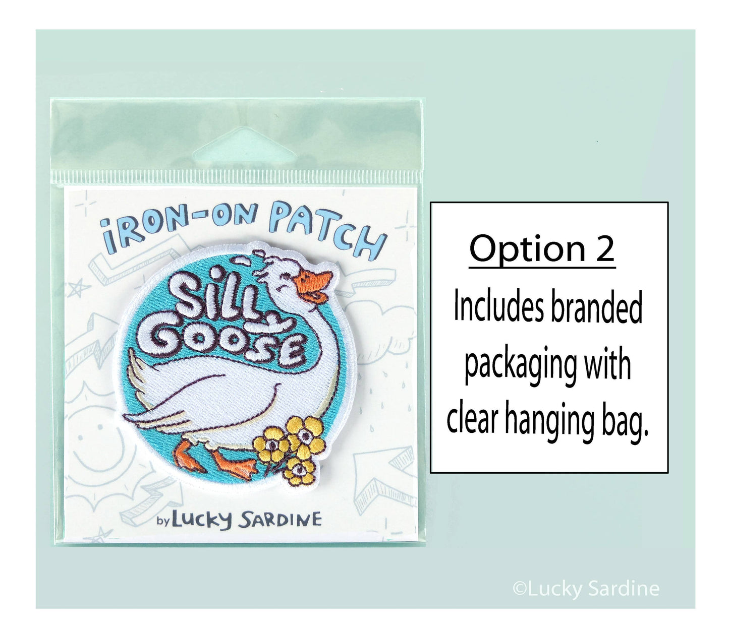 Silly Goose & Flower, Embroidered Iron-On Patch