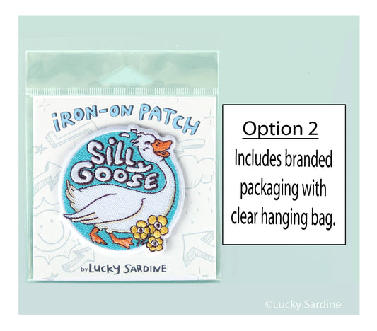 Silly Goose & Flower, Embroidered Iron-On Patch