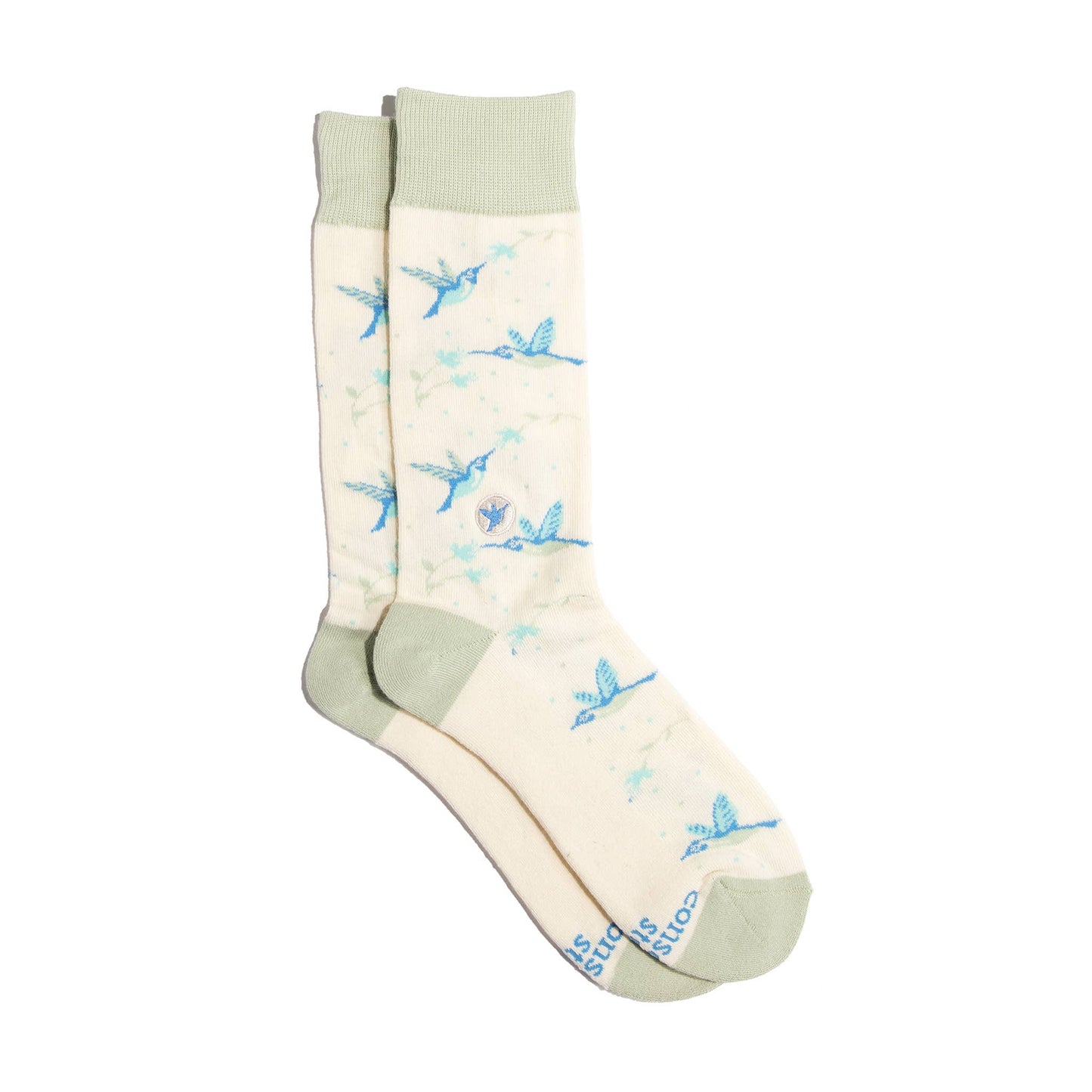 Socks that Protect Pollinators (Beige Hummingbirds): Medium