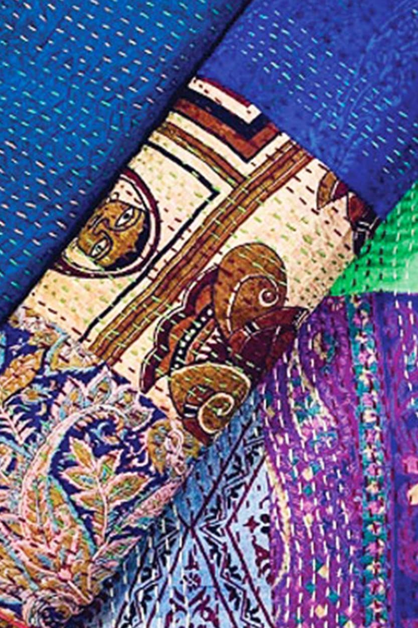 Kantha Silk Sari Patchwork Throws