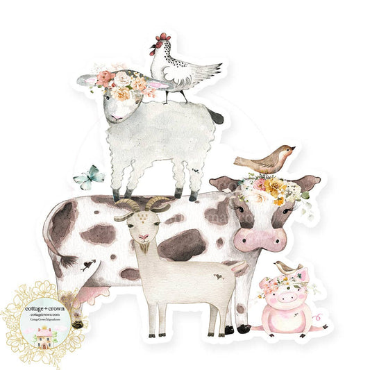 Cow Pig Goat Chicken Sheep Farm Animals Vinyl Sticker