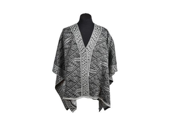 Alpaca Fine Knit Reversible Shawl with Inca Designs