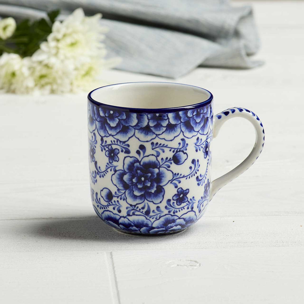 Indigo Bloom Handpainted Mug