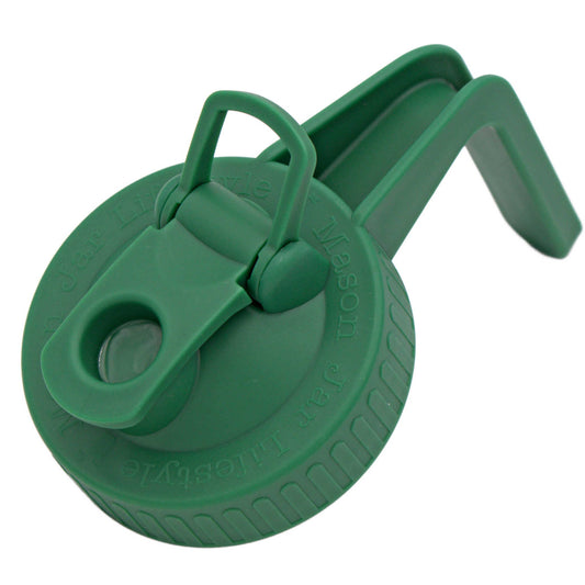 Pour & Store Pitcher Lid w/Handle for Mason Jars: Leaf Green / Wide mouth